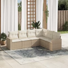   vidaXL 6 részes bézs polyrattan kerti ülőgarnitúra párnával