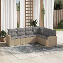   vidaXL 6 részes bézs polyrattan kerti ülőgarnitúra párnával