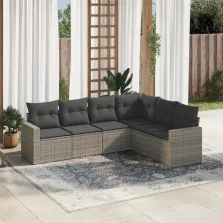   vidaXL 6 részes szürke polyrattan kerti ülőgarnitúra párnákkal