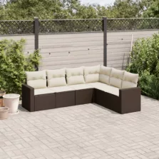   vidaXL 6 részes barna polyrattan kerti ülőgarnitúra párnával