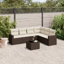   vidaXL 7 részes barna polyrattan kerti ülőgarnitúra párnákkal