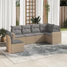   vidaXL 6 részes bézs polyrattan kerti ülőgarnitúra párnával