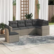   vidaXL 6 részes szürke polyrattan kerti ülőgarnitúra párnákkal