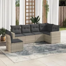   vidaXL 6 részes világosszürke polyrattan kerti ülőgarnitúra párnákkal