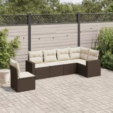   vidaXL 6 részes barna polyrattan kerti ülőgarnitúra párnával