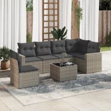   vidaXL 7 részes szürke polyrattan kerti ülőgarnitúra párnákkal