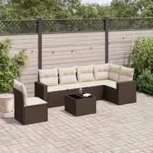   vidaXL 7 részes barna polyrattan kerti ülőgarnitúra párnákkal