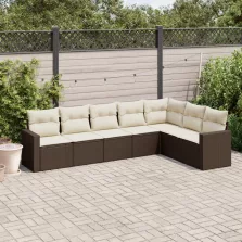   vidaXL 7 részes barna polyrattan kerti ülőgarnitúra párnákkal