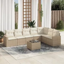   vidaXL 8 részes bézs polyrattan kerti ülőgarnitúra párnával