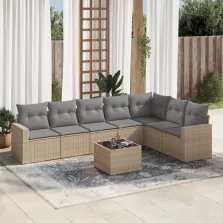   vidaXL 8 részes bézs polyrattan kerti ülőgarnitúra párnával