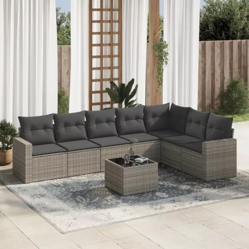 vidaXL 8-részes szürke polyrattan kerti ülőgarnitúra párnákkal