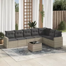   vidaXL 8 részes világosszürke polyrattan kerti ülőgarnitúra párnával