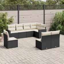   vidaXL 8 részes fekete polyrattan kerti ülőgarnitúra párnákkal
