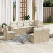   vidaXL 8 részes bézs polyrattan kerti ülőgarnitúra párnával