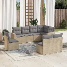   vidaXL 8 részes bézs polyrattan kerti ülőgarnitúra párnával