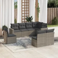   vidaXL 8-részes szürke polyrattan kerti ülőgarnitúra párnákkal