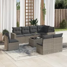   vidaXL 9-részes szürke polyrattan kerti ülőgarnitúra párnákkal