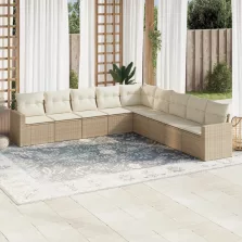   vidaXL 9 részes bézs polyrattan kerti ülőgarnitúra párnákkal