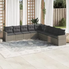   vidaXL 9 részes szürke polyrattan kerti ülőgarnitúra párnákkal