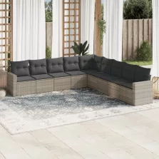   vidaXL 9 részes világosszürke polyrattan kerti ülőgarnitúra párnával