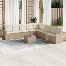   vidaXL 10 részes bézs polyrattan kerti ülőgarnitúra párnával