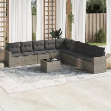   vidaXL 10 részes szürke polyrattan kerti ülőgarnitúra párnákkal