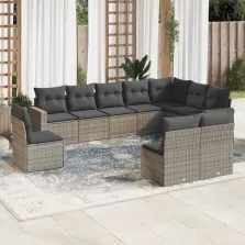   vidaXL 10 részes szürke polyrattan kerti ülőgarnitúra párnákkal