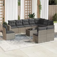   vidaXL 11 részes szürke polyrattan kerti ülőgarnitúra párnákkal