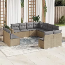   vidaXL 11 részes bézs polyrattan kerti ülőgarnitúra párnákkal