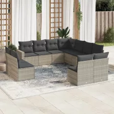   vidaXL 11 részes világosszürke polyrattan kerti ülőgarnitúra párnákkal
