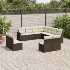   vidaXL 11 részes barna polyrattan kerti ülőgarnitúra párnákkal
