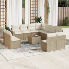   vidaXL 12 részes bézs polyrattan kerti ülőgarnitúra párnákkal