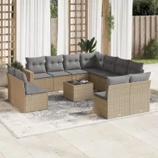   vidaXL 12 részes bézs polyrattan kerti ülőgarnitúra párnákkal