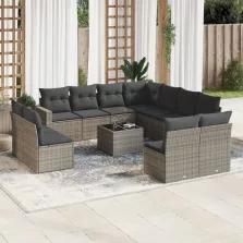   vidaXL 12 részes szürke polyrattan kerti ülőgarnitúra párnákkal