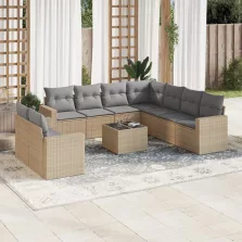   vidaXL 10 részes bézs polyrattan kerti ülőgarnitúra párnával