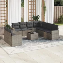   vidaXL 10 részes szürke polyrattan kerti ülőgarnitúra párnákkal