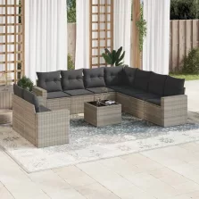   vidaXL 10 részes világosszürke polyrattan kerti ülőgarnitúra párnákkal