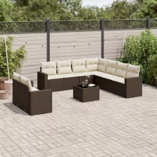   vidaXL 10 részes barna polyrattan kerti ülőgarnitúra párnákkal