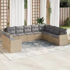   vidaXL 10 részes bézs polyrattan kerti ülőgarnitúra párnával