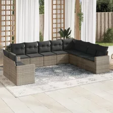   vidaXL 10 részes szürke polyrattan kerti ülőgarnitúra párnákkal