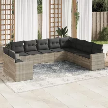   vidaXL 10 részes világosszürke polyrattan kerti ülőgarnitúra párnákkal