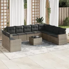   vidaXL 11 részes szürke polyrattan kerti ülőgarnitúra párnákkal