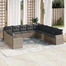   vidaXL 11 részes szürke polyrattan kerti ülőgarnitúra párnákkal