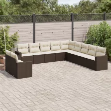  vidaXL 11 részes barna polyrattan kerti ülőgarnitúra párnákkal