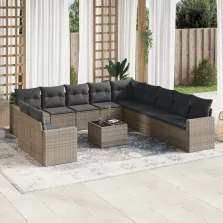  vidaXL 12 részes szürke polyrattan kerti ülőgarnitúra párnákkal
