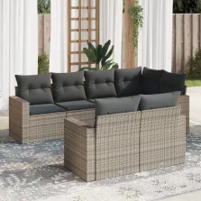   vidaXL 7 részes szürke polyrattan kerti ülőgarnitúra párnákkal