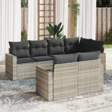   vidaXL 7 részes világosszürke polyrattan kerti ülőgarnitúra párnákkal
