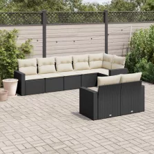   vidaXL 8 részes fekete polyrattan kerti ülőgarnitúra párnákkal