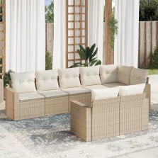   vidaXL 8 részes bézs polyrattan kerti ülőgarnitúra párnával