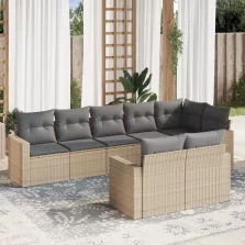   vidaXL 8 részes bézs polyrattan kerti ülőgarnitúra párnával